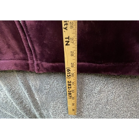 Catherines Womens 2XWP Velour Jacket Maroon Full Zip Front Lightweight Pockets - Picture 8 of 10